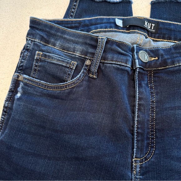 KUT From The Kloth Connie Ankle Skinny Jeans Frayed Hem Dark Blue Women’s Size 8 - Picture 8 of 15
